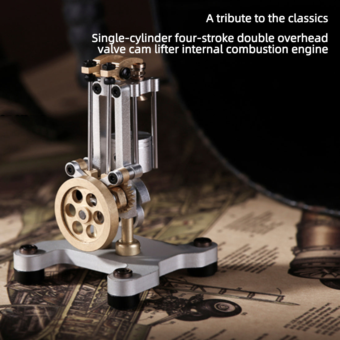 Mini Metal Mechanical 4-stroke Internal Combustion Engine Model Toy for Educational Experimental Science Demonstration