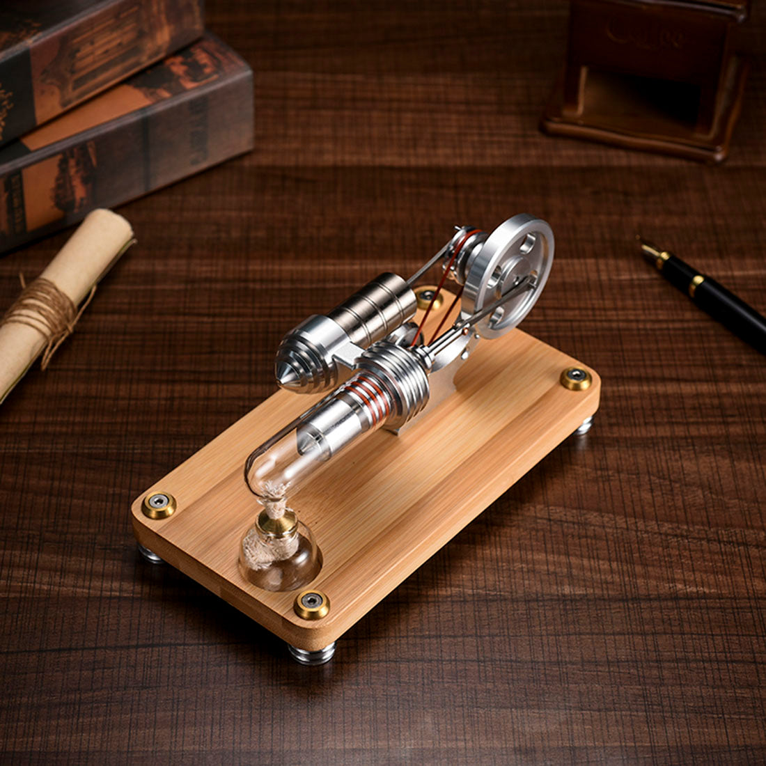 Single Cylinder Stirling Engine Model with LED Light Science Experiment Teaching Collection  γ-shape