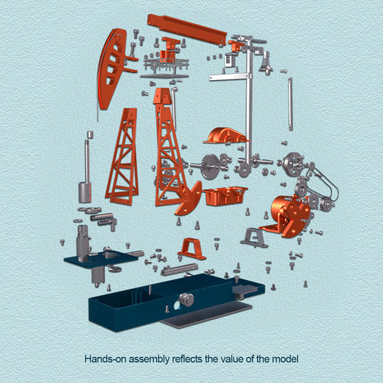 Pumping Unit that Works - Oil Pump Jack Model Kit - TECHING 3D Metal Oilfield Working Equipment with Light Oil Rig Educational Toys Collection 219Pcs