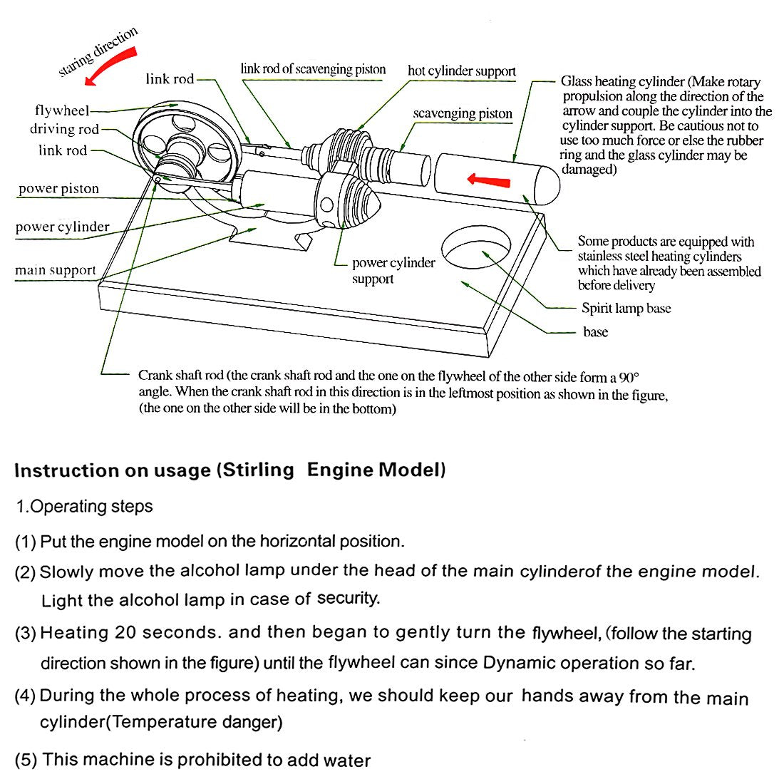 Stirling Engine Model Hot Air Stirling Engine Generator with Alcohol Burner - Enginediy - enginediy