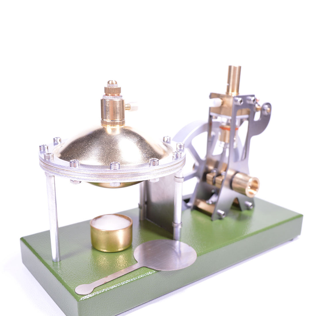 ENJOMOR Retro Metal Steam Engine with Boiler - Vertical Transparent Cylinder Steam Engine Model - STEM Toy