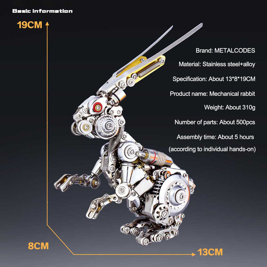 3D Puzzle DIY Model Kit Jigsaw Metal Punk Mechanical Rabbit Model Mechanical Assembly Crafts-500PCS