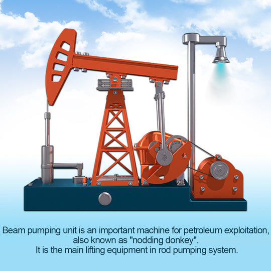 Pumping Unit that Works - Oil Pump Jack Model Kit - TECHING 3D Metal Oilfield Working Equipment with Light Oil Rig Educational Toys Collection 219Pcs