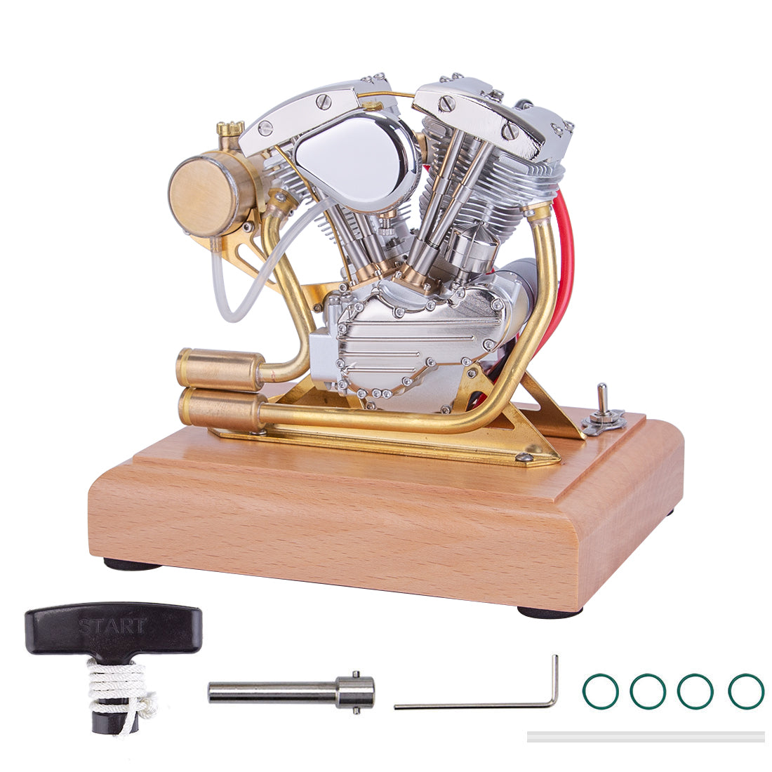 RETROL 4.2CC V-Twin Double-cylinder Four-stroke Gasoline Engine Internal Combustion Engine Model for Motorcycle-Gift Collection