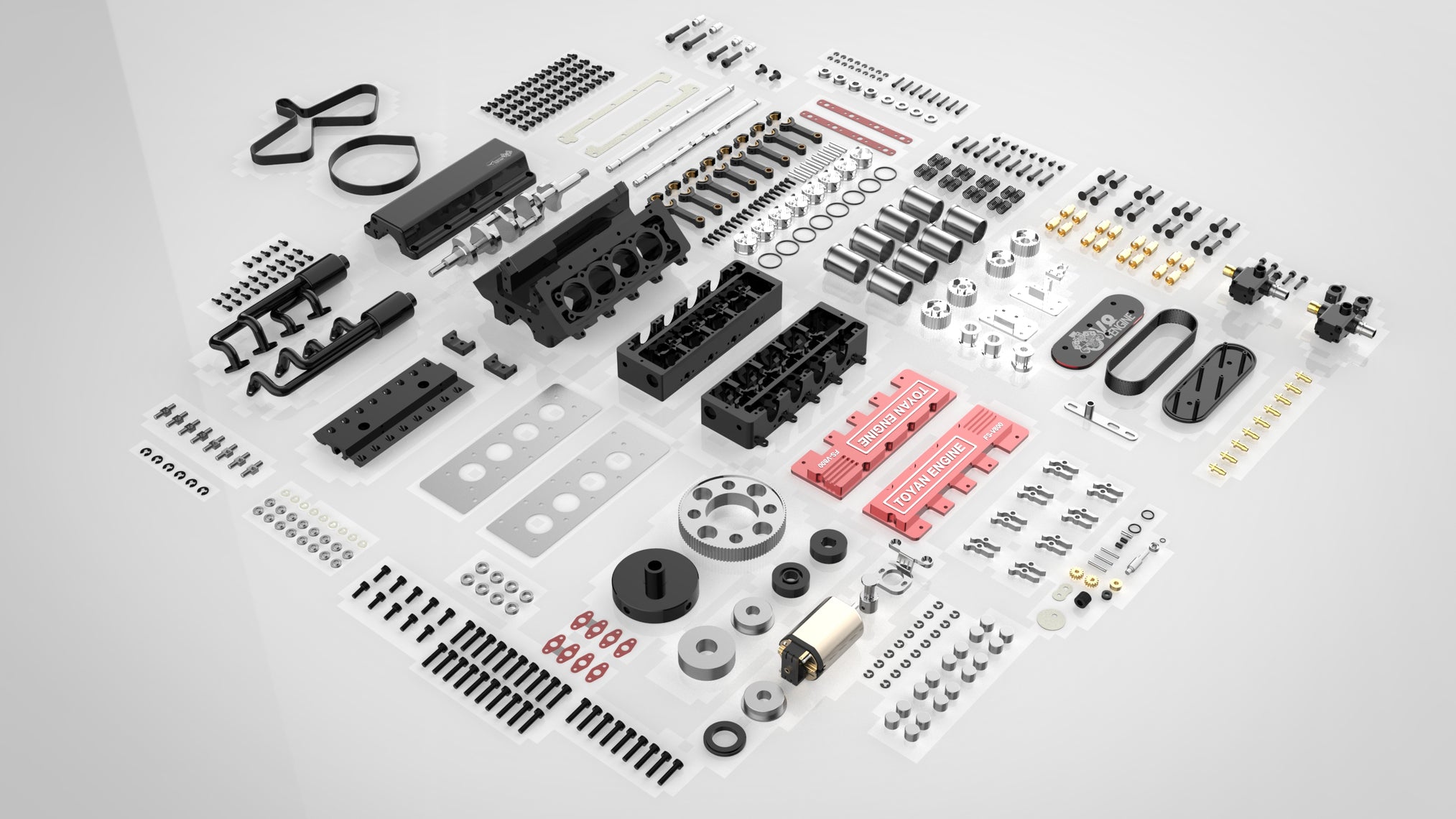 TOYAN V8 Engine FS-V800 28cc Nitro Engine - Build Your Own V8 Engine - V8 Engine Model Kit That Works