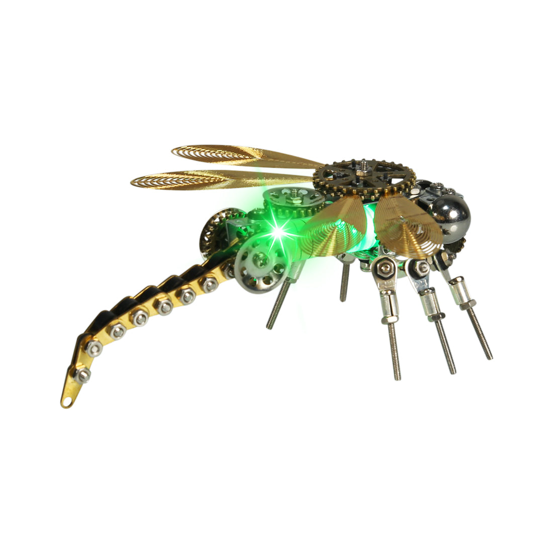 3D Puzzle Model Kit Mechanical Dragonfly with Night Light Color-changing Metal Games  - 260Pcs