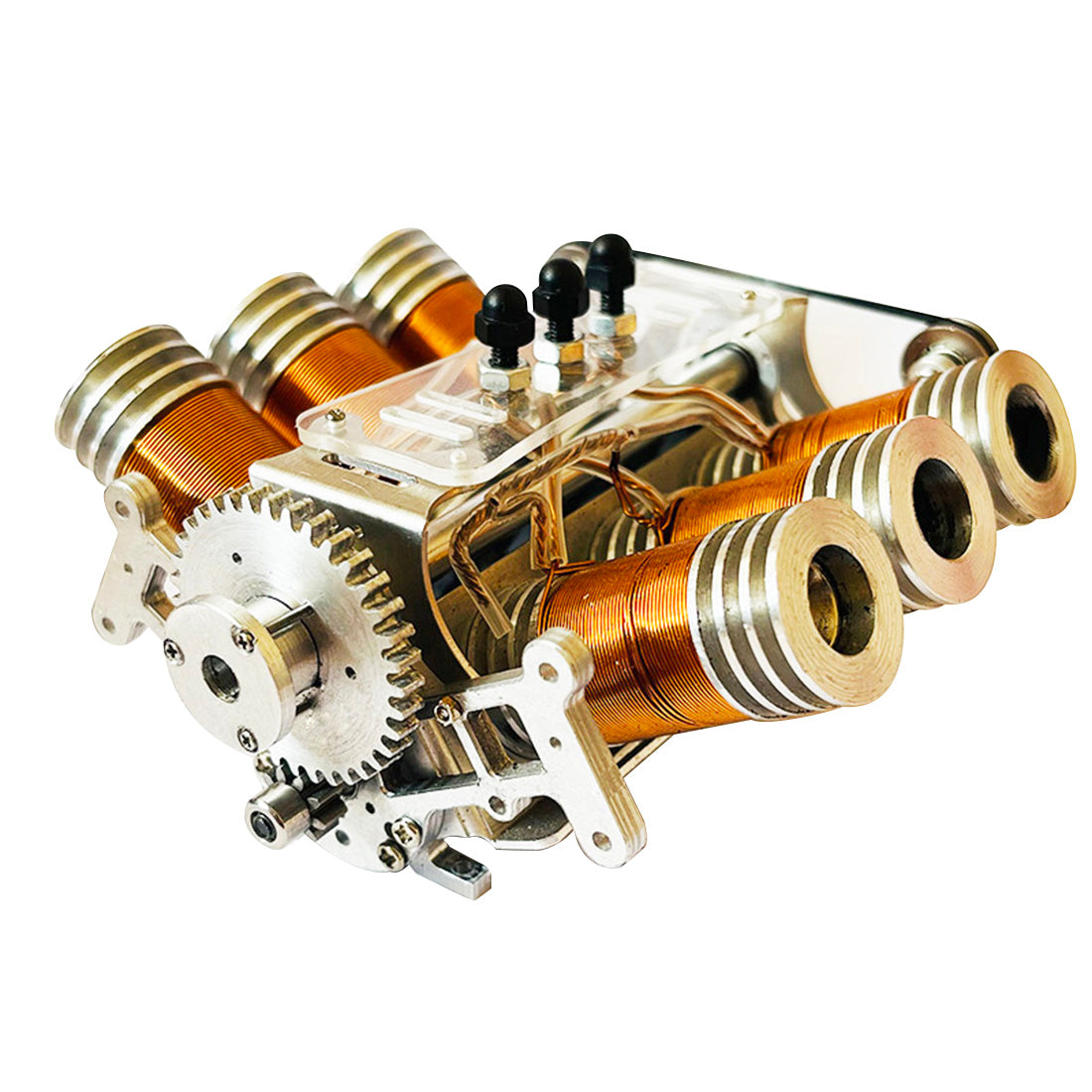 Metal V6 Double-piston Brushless Electromagnetic Engine Model Technology Toys for 1/10RC RC Cars Ships