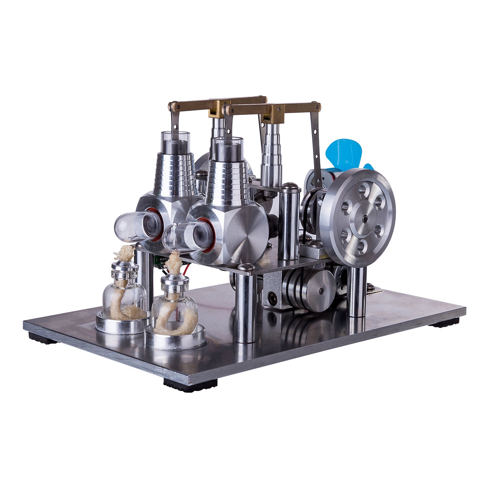 ENJOMOR Balance Type 2 Cylinder Hot Air Stirling Engine Generator with Bulb, Voltage Meter, Fan - STEM Toy