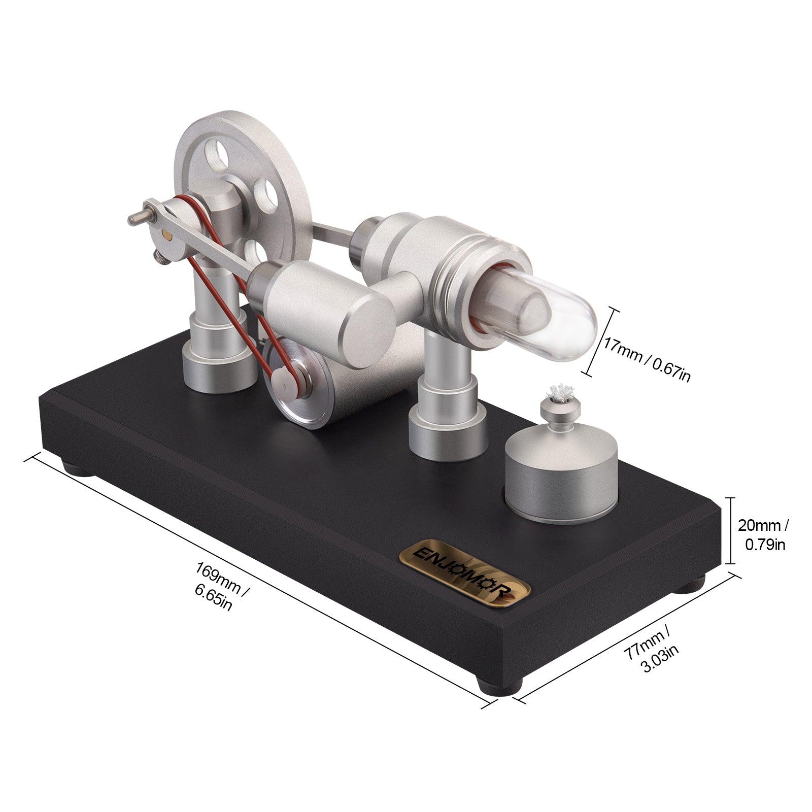 ENJOMOR γ-Type Hot-air Stirling Engine External Combustion Model LED Lights Voltage Digital Model Toy