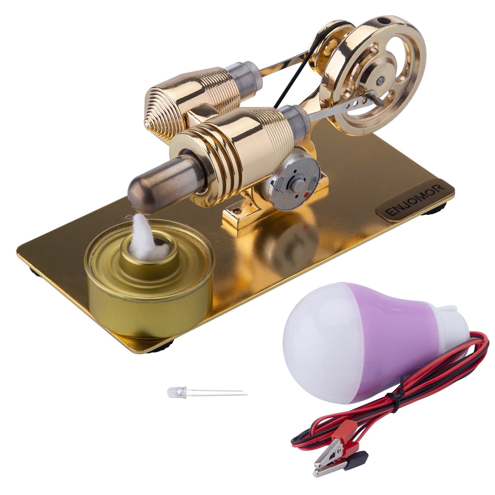 Stirling Engine with Electric Generator Single Cylinder Sterling Engine Model Toy Enginediy