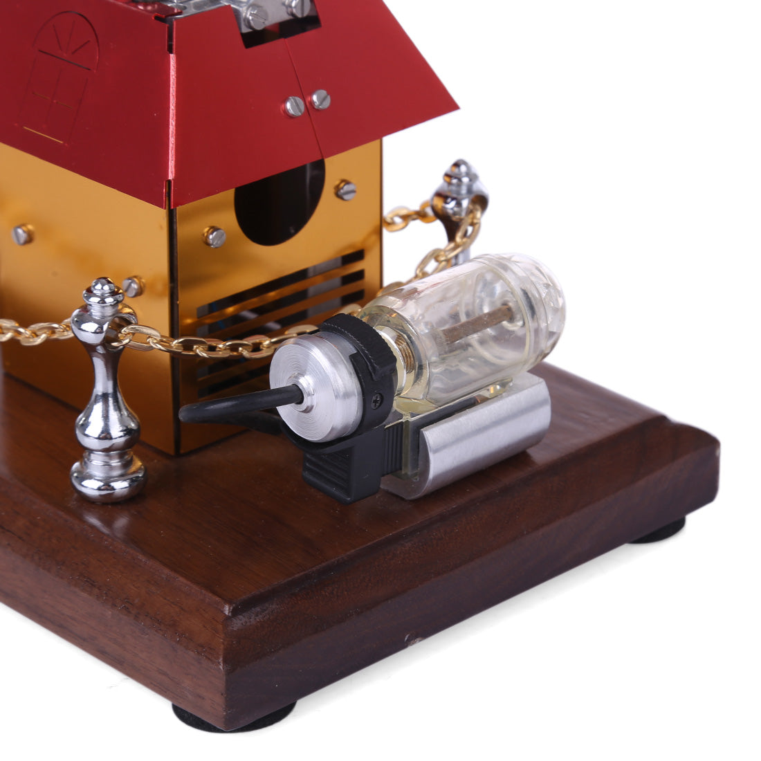 Stirling Engine Model Butane Powered with Windmill Cabin Shape - enginediy