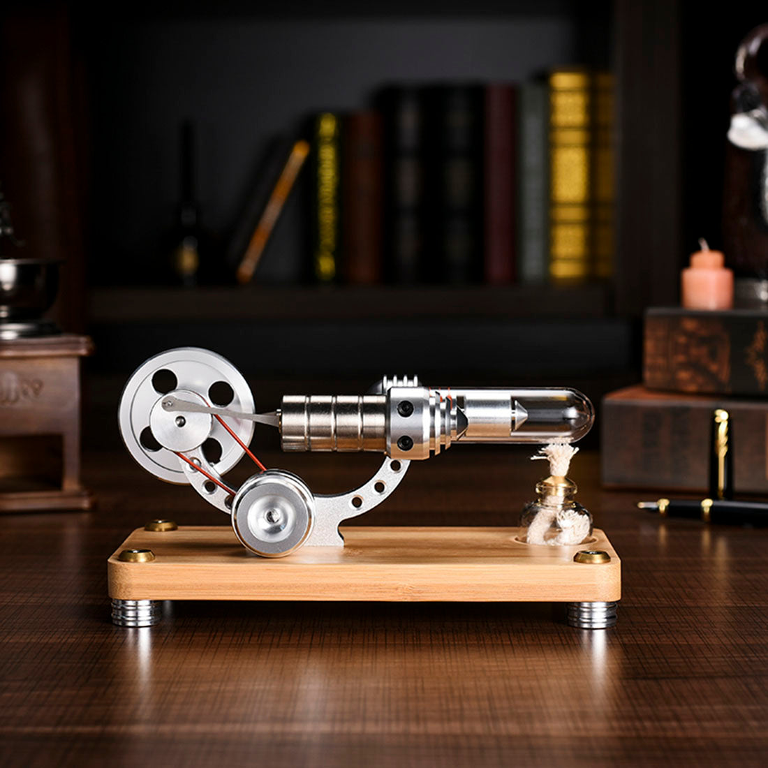 Single Cylinder Stirling Engine Model with LED Light Science Experiment Teaching Collection  γ-shape