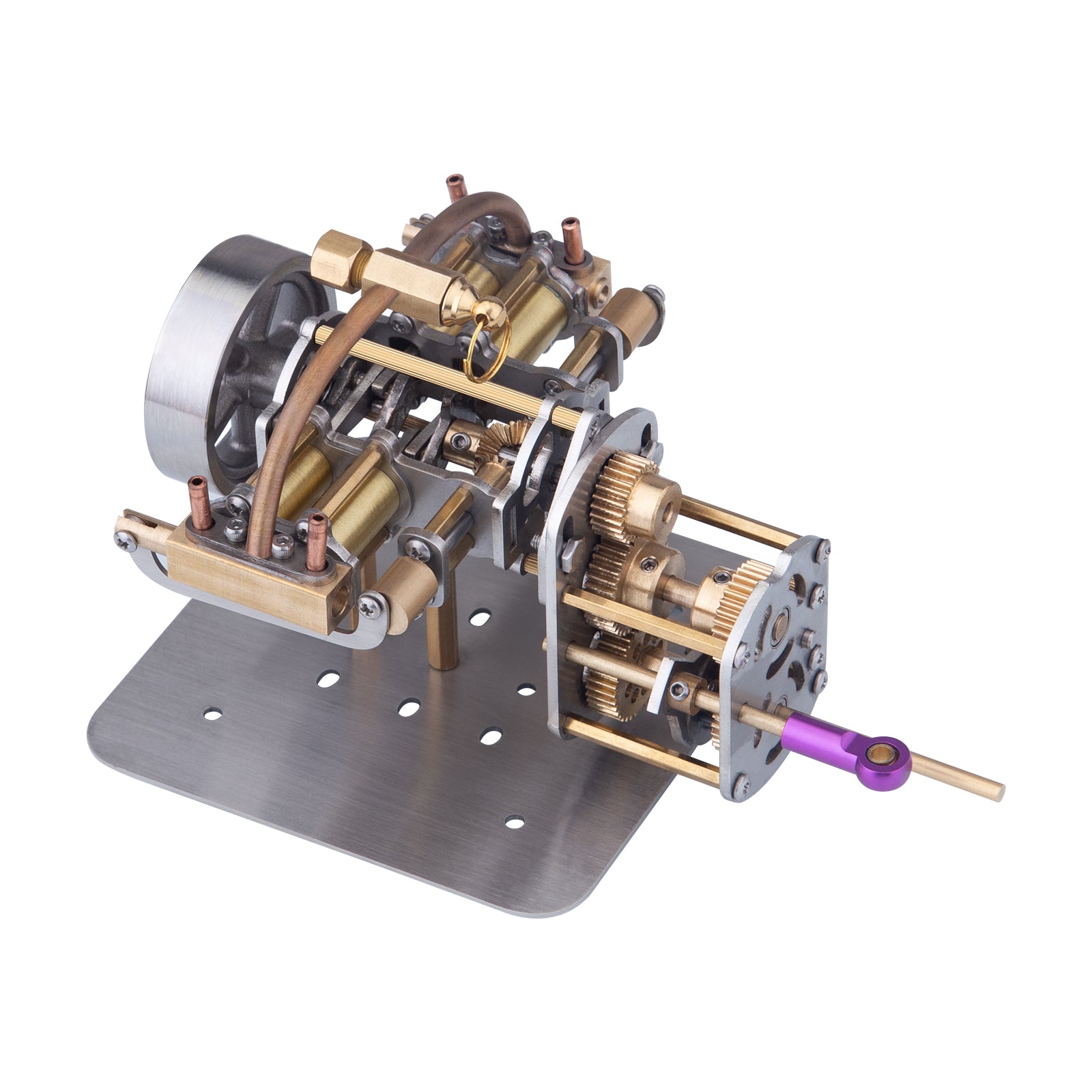 Mini Horizontally Opposed 4-Cylinder Steam Engine Model With Gearbox For Small Steam Model Ship