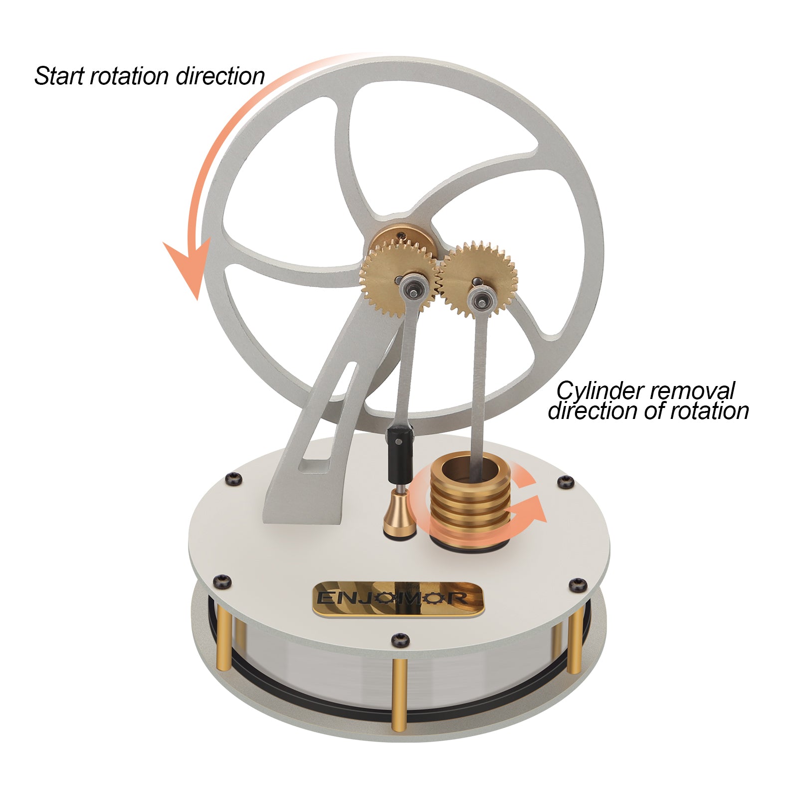 ENJOMOR  Stirling Engine Metal Low Temperature Difference LTD Coffee Engine Gear Transmission Heat Engine Model