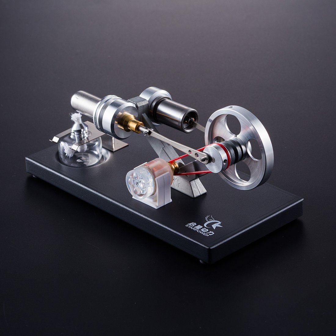 Stirling Engine Model Stirling Engine Electricity Power Generator 4 LED Light Education Toy - enginediy