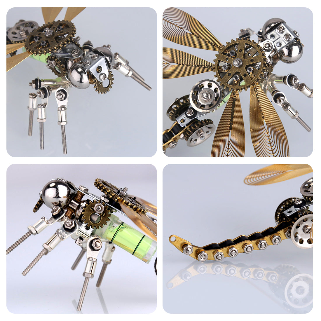 3D Puzzle Model Kit Mechanical Dragonfly with Night Light Color-changing Metal Games  - 260Pcs