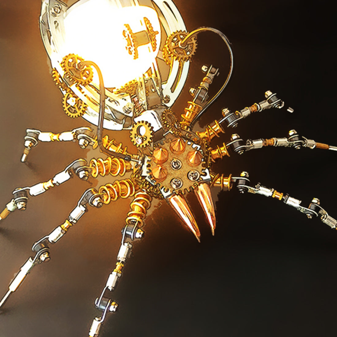 512PCS Metal DIY Assembly Toys Mechanical Spider with Lamp