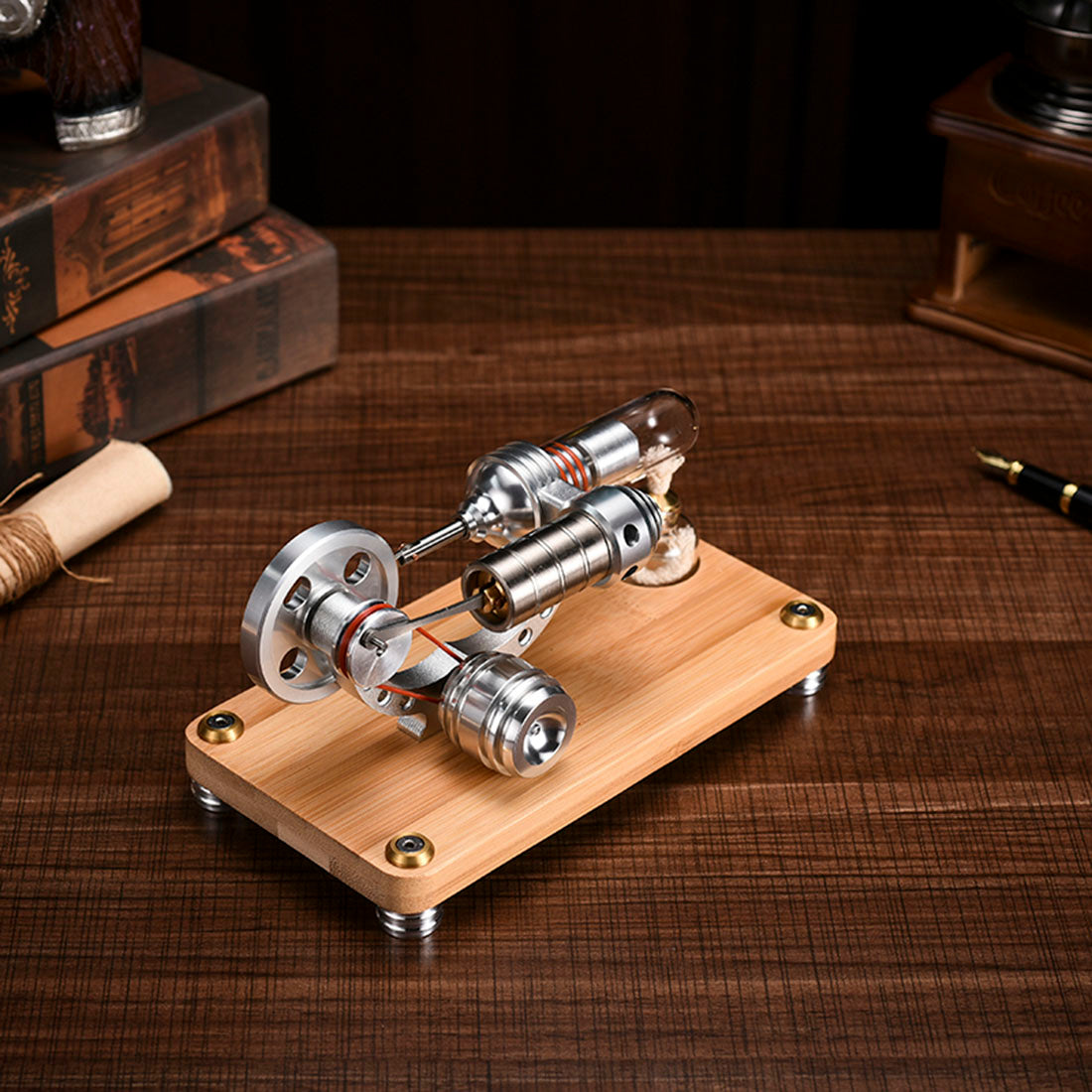 Single Cylinder Stirling Engine Model with LED Light Science Experiment Teaching Collection  γ-shape