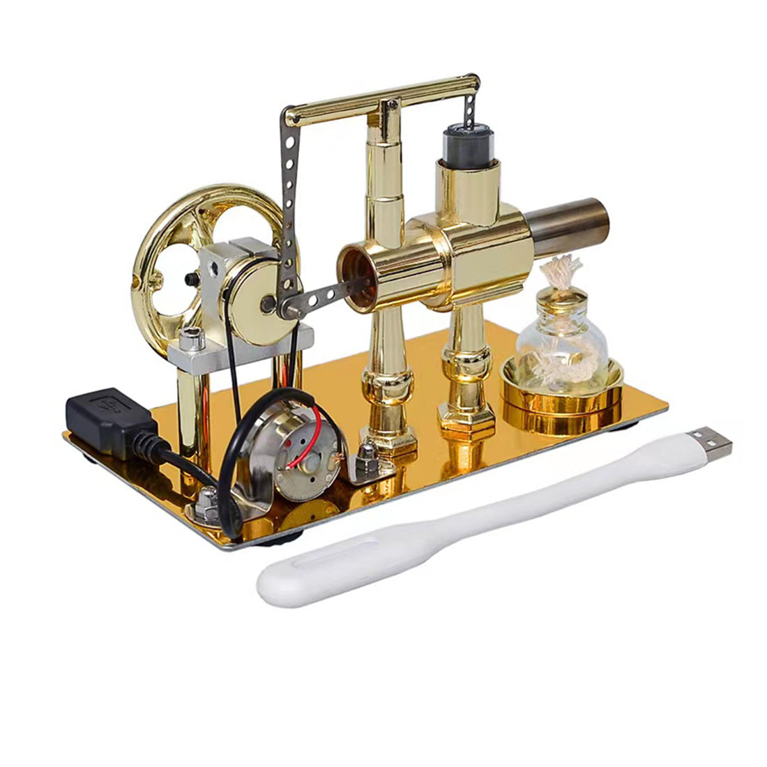 ENJOMOR Balance Single-cylinder Hot Air Stirling Engine Model with USB Light - Gift Collection