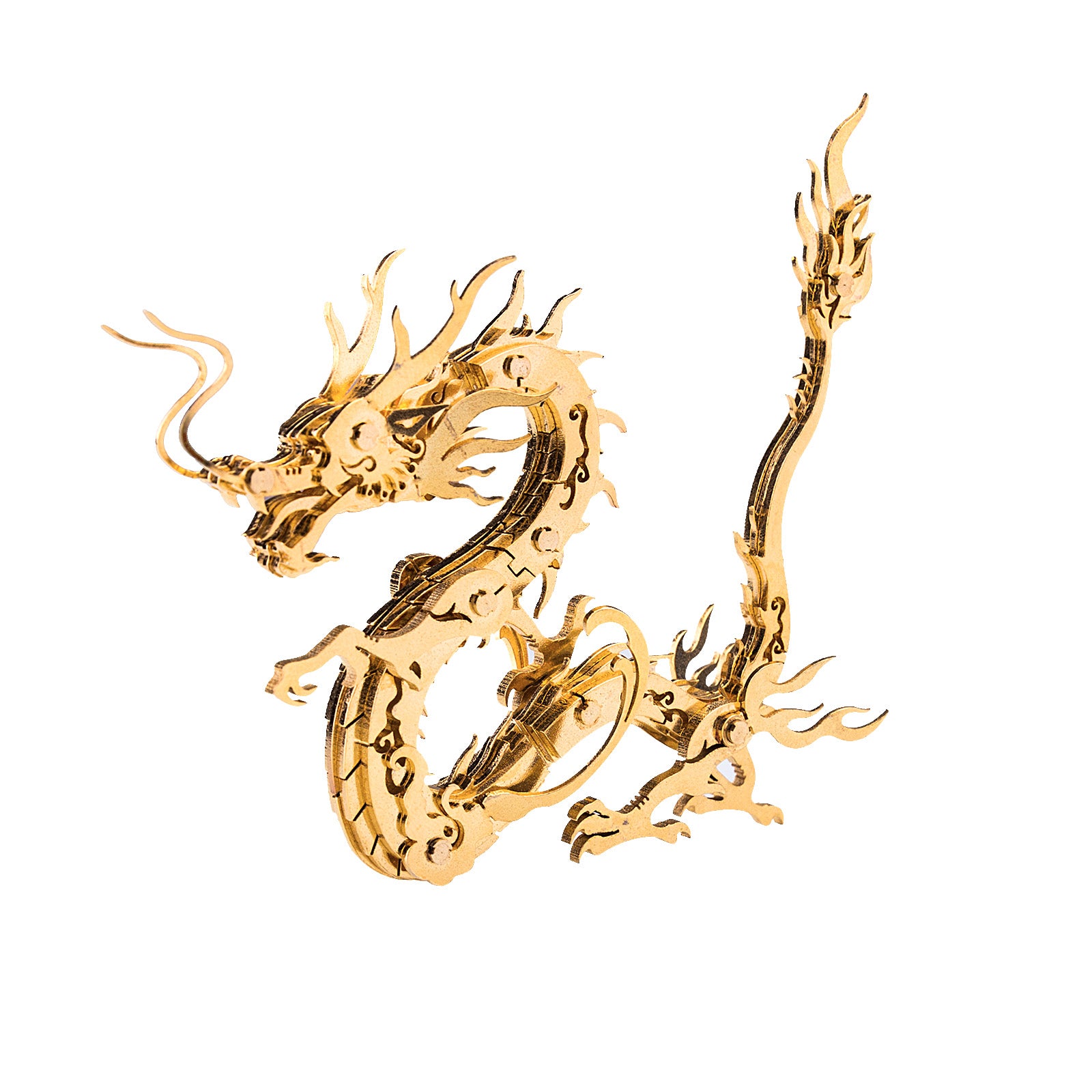 100Pcs+ DIY Metal Assembly Oriental Mythological Creatures Golden Chinese Dragon