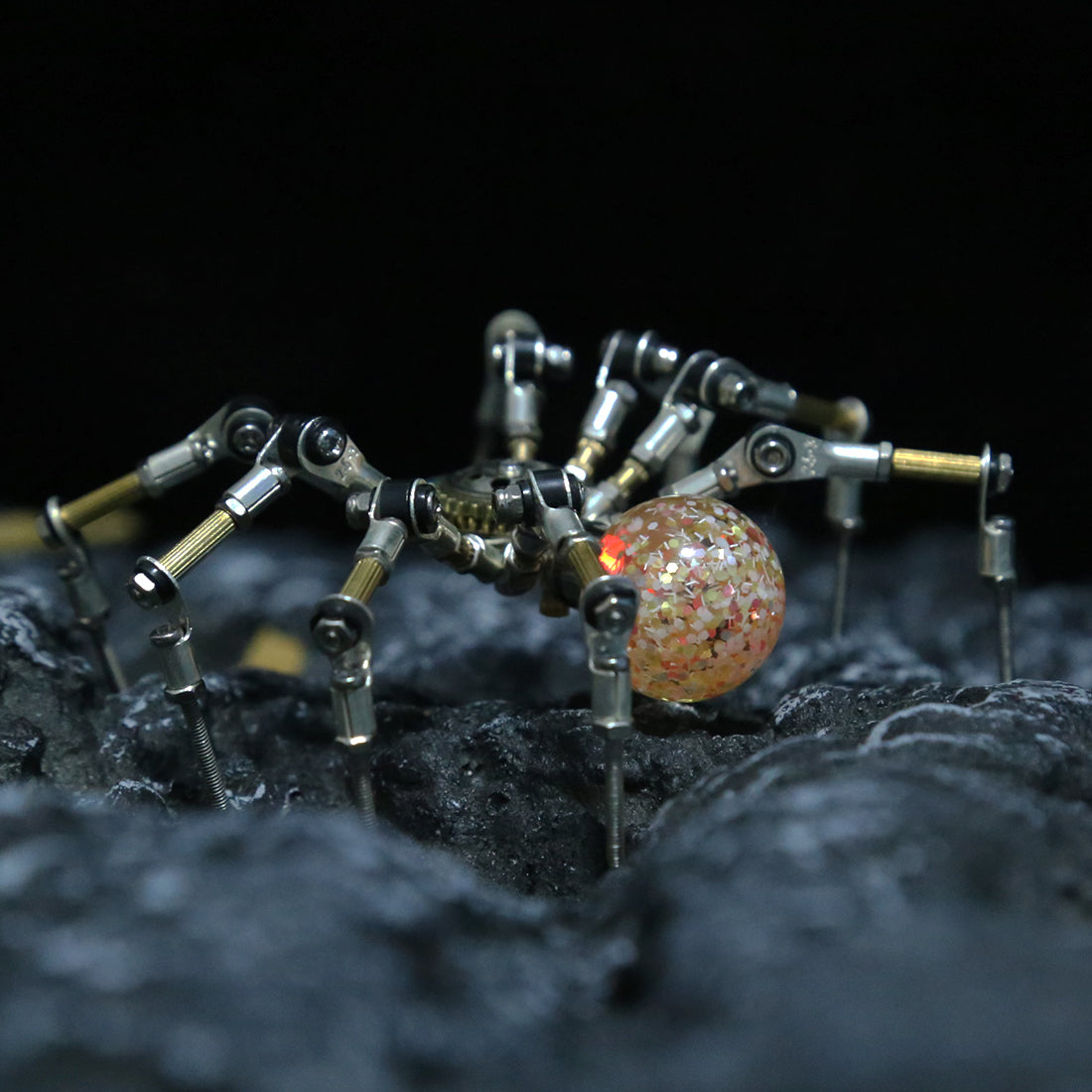 3D Metal Spider Model DIY Kits with 2CM Glowing Crystal Ball -270PCS+