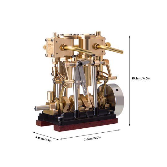 KACIO LS2-13S Vertical Steam Engine 2-cylinder Reciprocating Steam Engine with Oil Cup Reverse Rotation Steam Model Boat