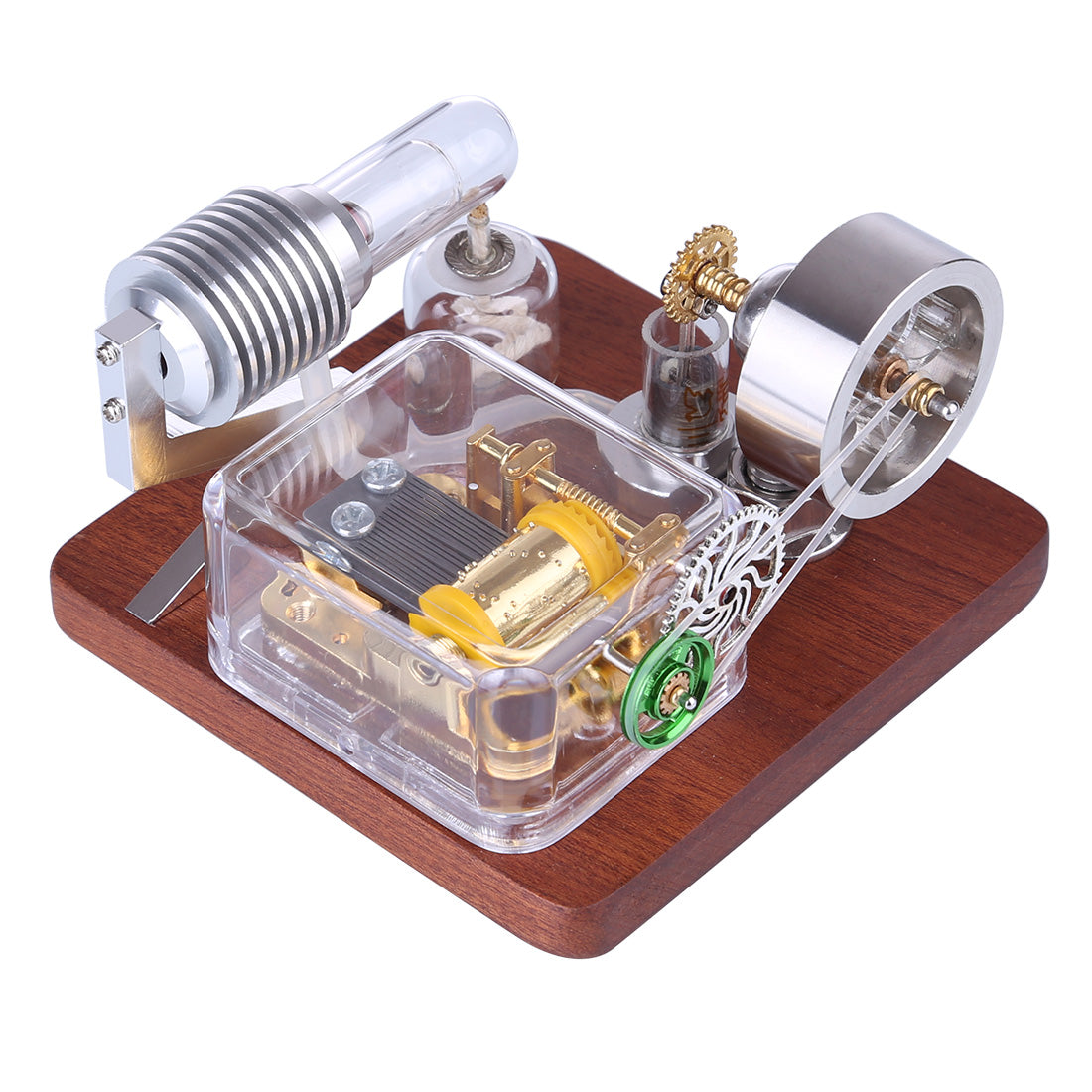 Stirling Engine Model with Rotating Mechanical Music Box Science Experiment Engine Toy - enginediy