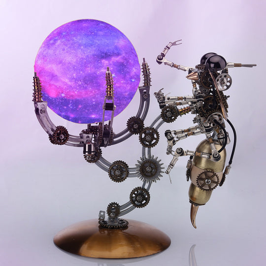 3D Metal Steampunk Galaxy Craft Puzzle Mechanical Wasp with 16 Colors Tap and Remote Control Lamp Model DIY Assembly for Home Decor Creative Gift-627PCS