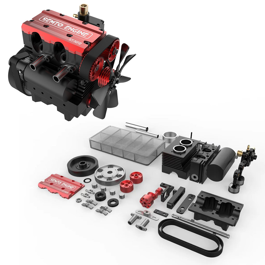 TOYAN FS-L200 2 Cylinder 4 Stroke Model Engine Kit - Build Your Own Engine that Works