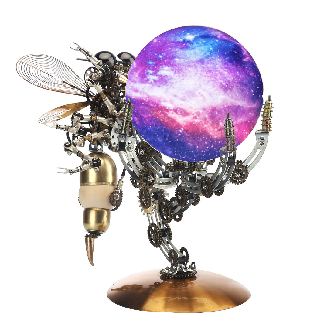 3D Metal Steampunk Galaxy Craft Puzzle Mechanical Wasp with 16 Colors Tap and Remote Control Lamp Model DIY Assembly for Home Decor Creative Gift-627PCS