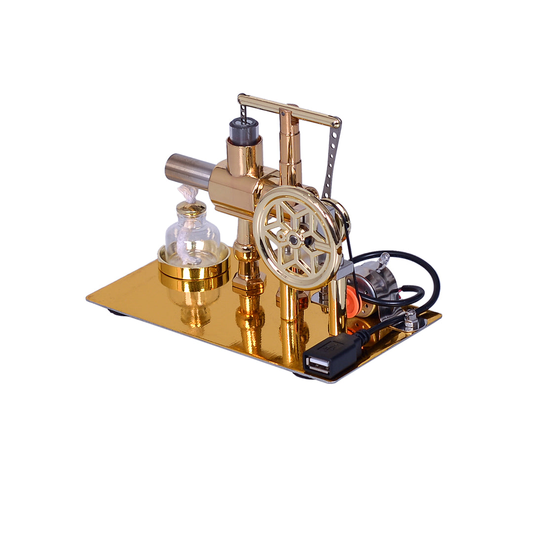 ENJOMOR Balance Single-cylinder Hot Air Stirling Engine Model with USB Light - Gift Collection