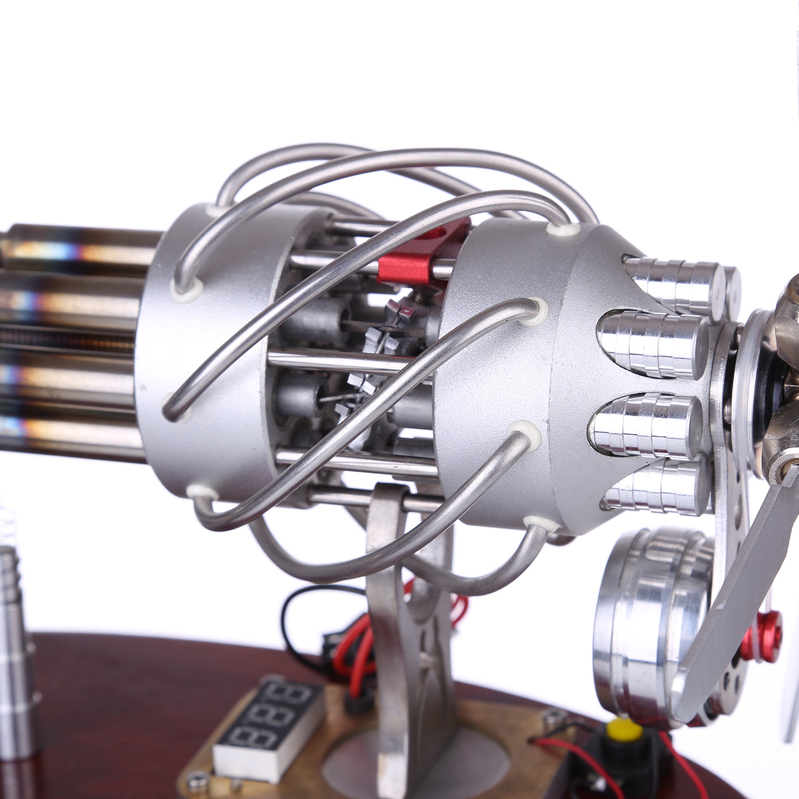 16 Cylinder Swash Plate Stirling Engine Generator Model with LED and Voltage Digital Display Meter