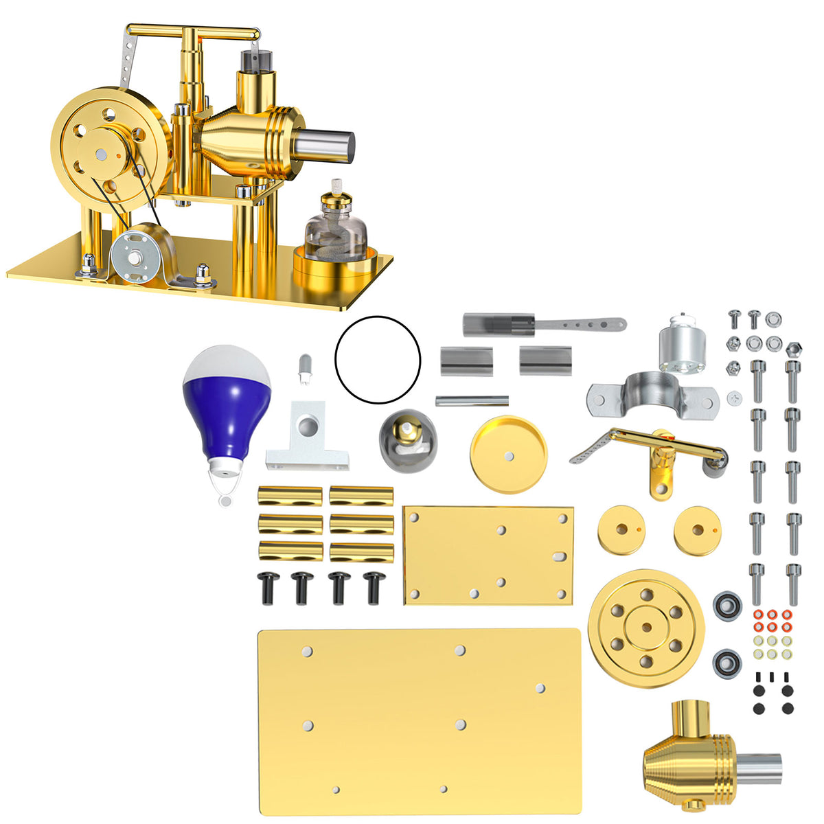 ENJOMOR DIY Stirling Engine Model Kit - Metal Balance Hot Air