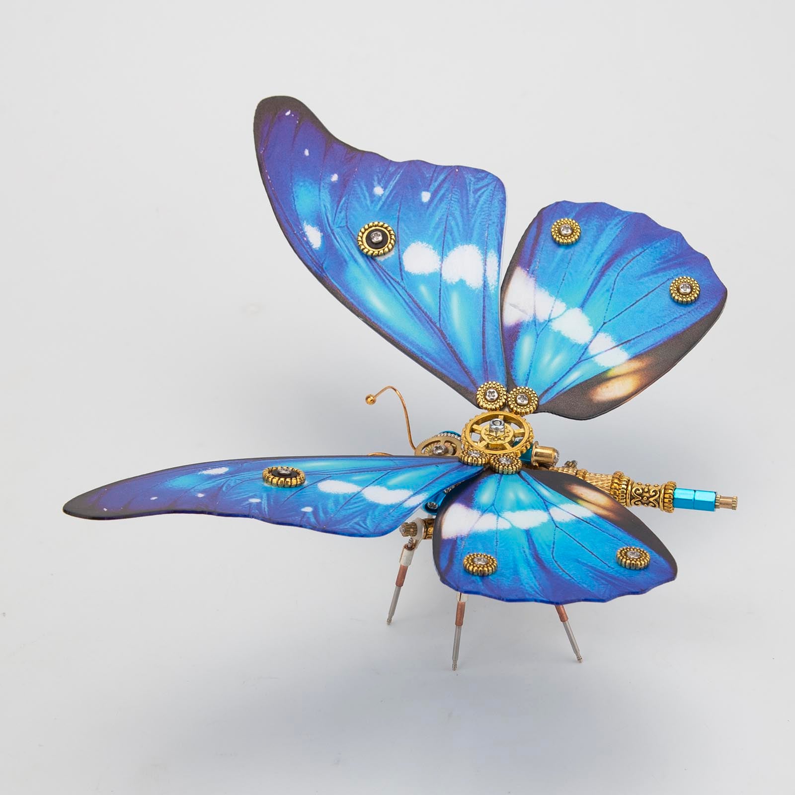 3D Metal Butterfly Model Kit, 3 In 1 Steampunk Butterfly (200PCS+/Blue) - Morpho Helena, Papilio Ulysses & Dichorragia Nesimachus