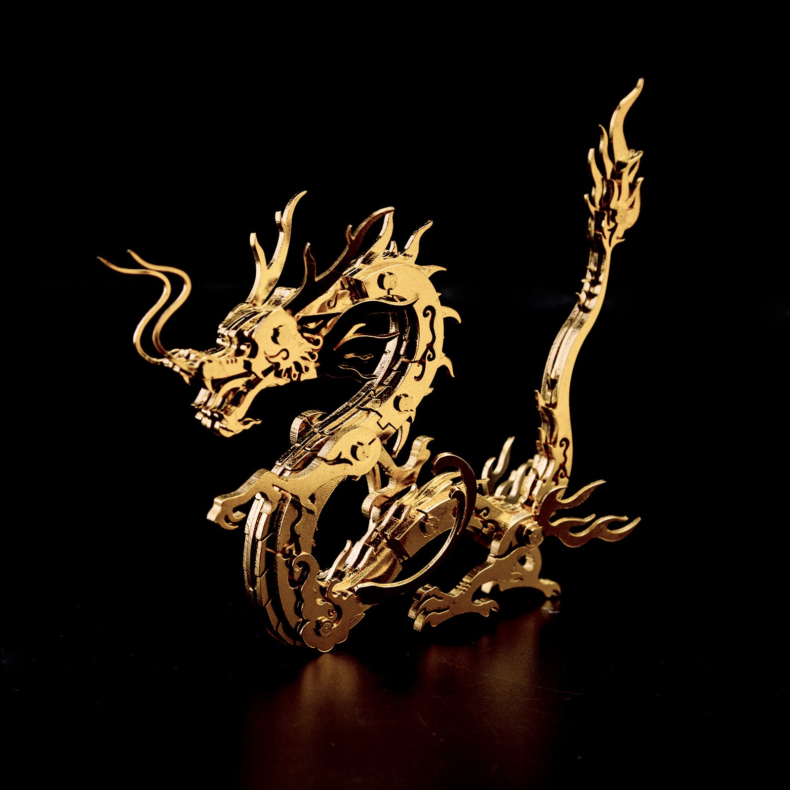 100Pcs+ DIY Metal Assembly Oriental Mythological Creatures Golden Chinese Dragon