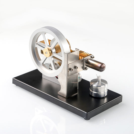 ENJOMOR Hot Air Stirling Engine Generator Model with LED Light and Voltmeter - Horizontally Opposed Diamond Structure Gear Drive