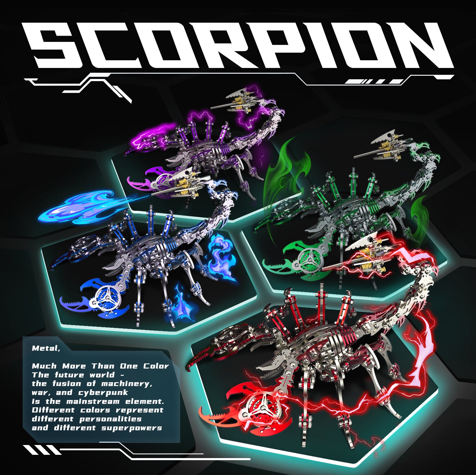 3D Puzzle DIY Model Kit Jigsaw Metal Scorpion King Mechanical Assembly Crafts-200PCS+