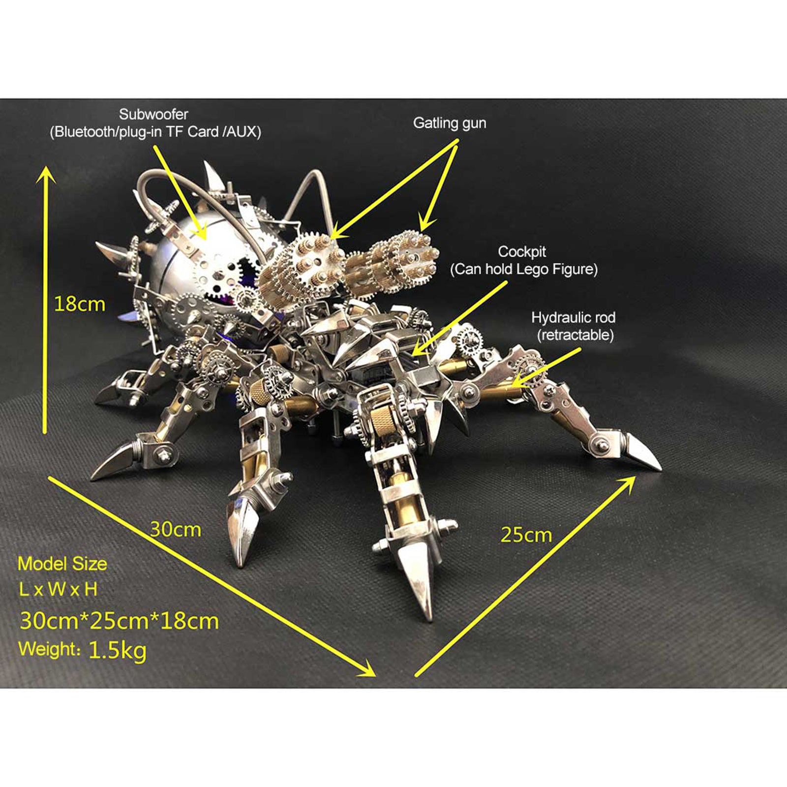 3D Puzzle DIY Model Kit Scorpion or Tarantula with Black Speaker Metal Games Creative Gift