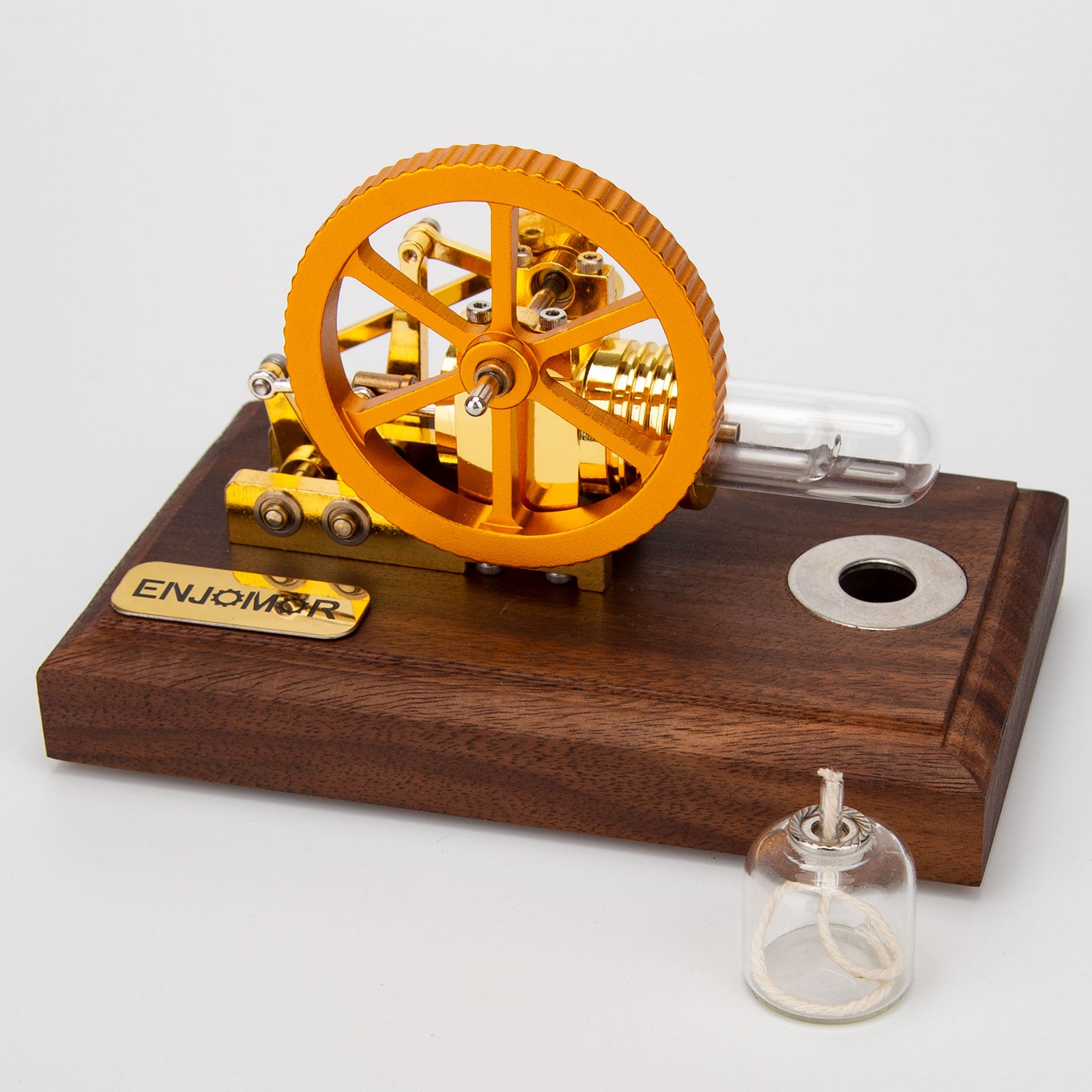 ENJOMOR Mini Beta Hot Air Stirling Engine Model External Combustion Engine Model Educational Toy