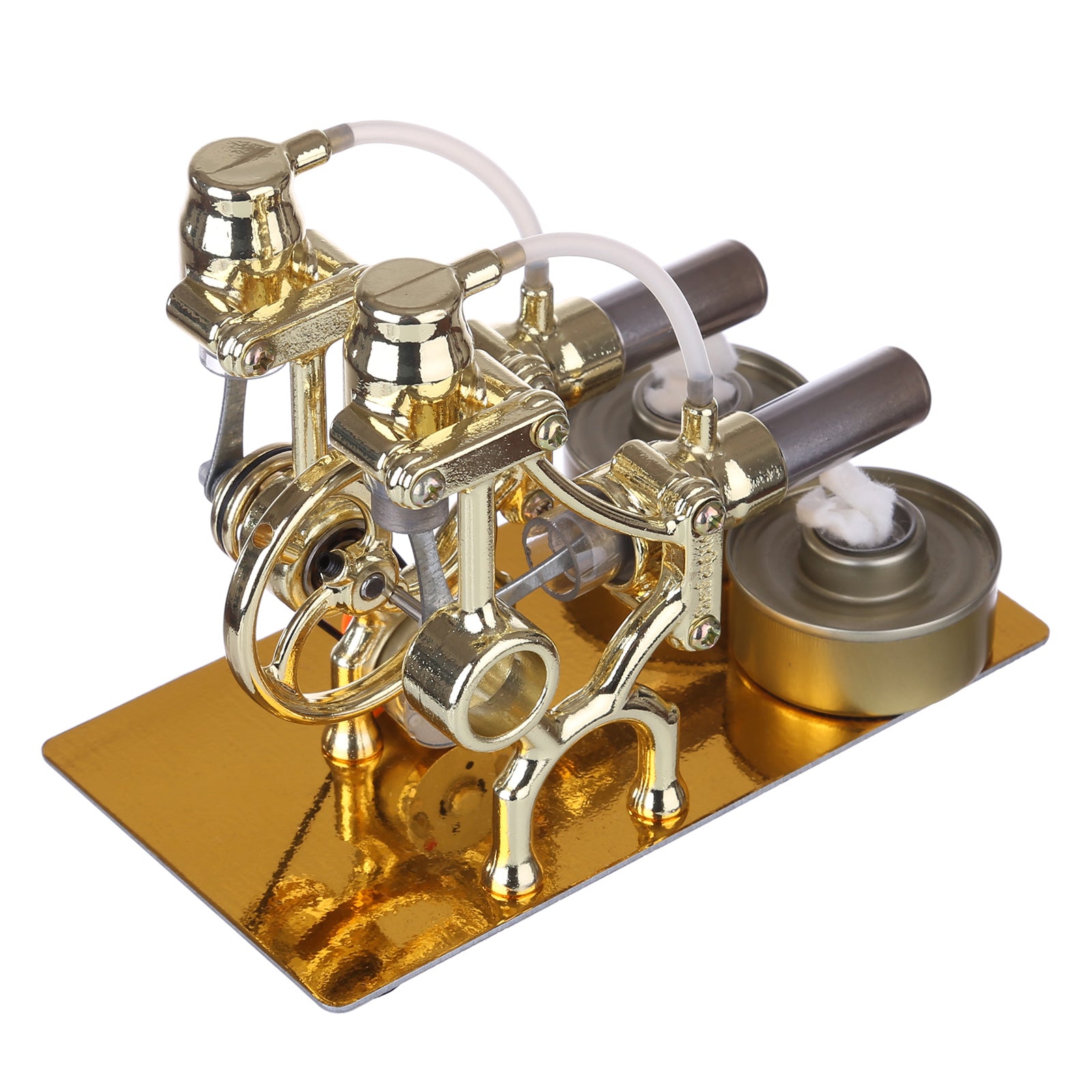 L-Type 2 Cylinder Stirling Engine Generator Model with LED Diode and Bulb Science Experiment Teaching Model Toy Collection - enginediy