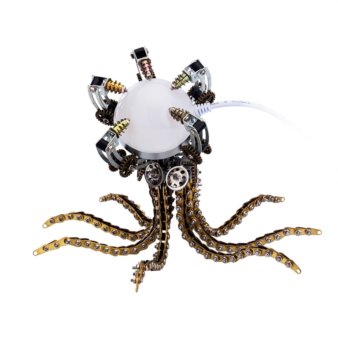 3D Metal Steampunk Galaxy Craft Puzzle Mechanical Octopus with Desk Lamp Model DIY Assembly for Home Decor Creative Gift-1060PCS