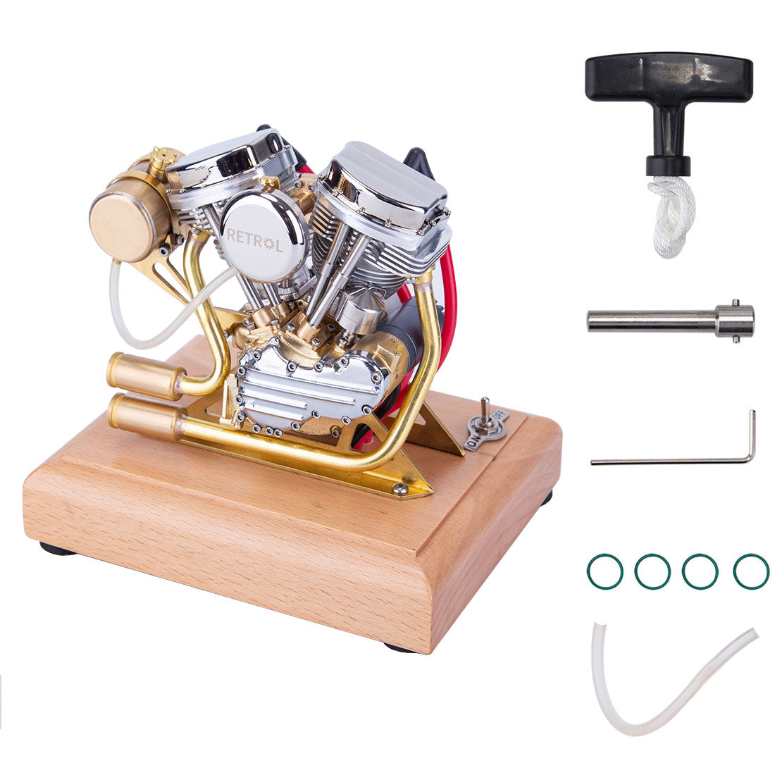 RETROL 4.2CC V-Twin Double-cylinder Four-stroke Gasoline Engine Internal Combustion Engine Model for Motorcycle-Gift Collection