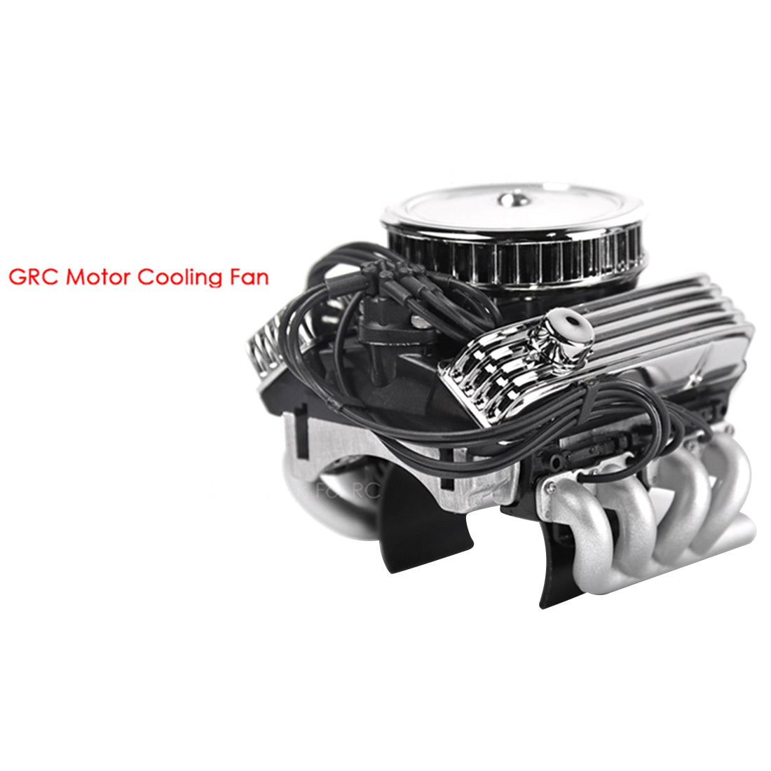 V8 Engine Fan Radiator Motor Hood Kit for 1/10 RC Car GRC F82 Motor