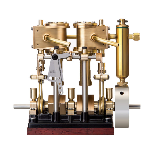 KACIO LS2-13S Vertical Steam Engine 2-cylinder Reciprocating Steam Engine with Oil Cup Reverse Rotation Steam Model Boat