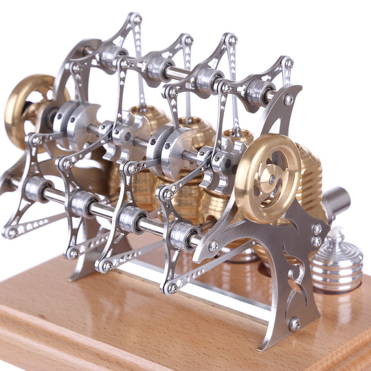 Stirling Engine Model That Works - All Metal 4 Cylinder Assembled Stirling Engine Model