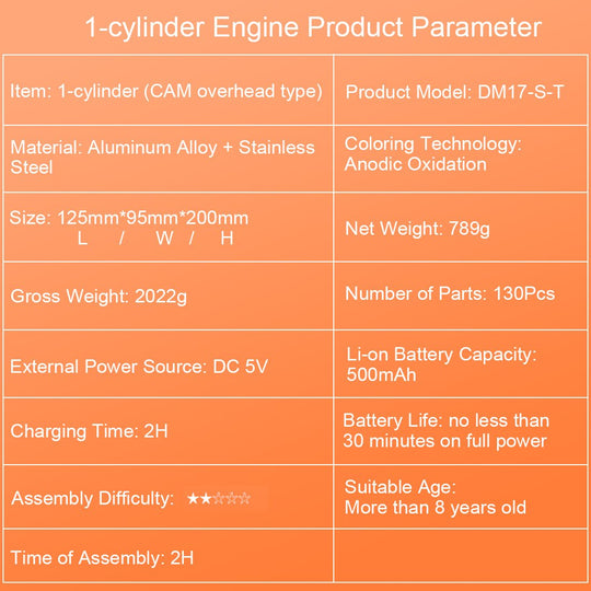 Car Engine Assembly Kit Single-cylinder Engine Build Kit Gift Toy for Collection - enginediy