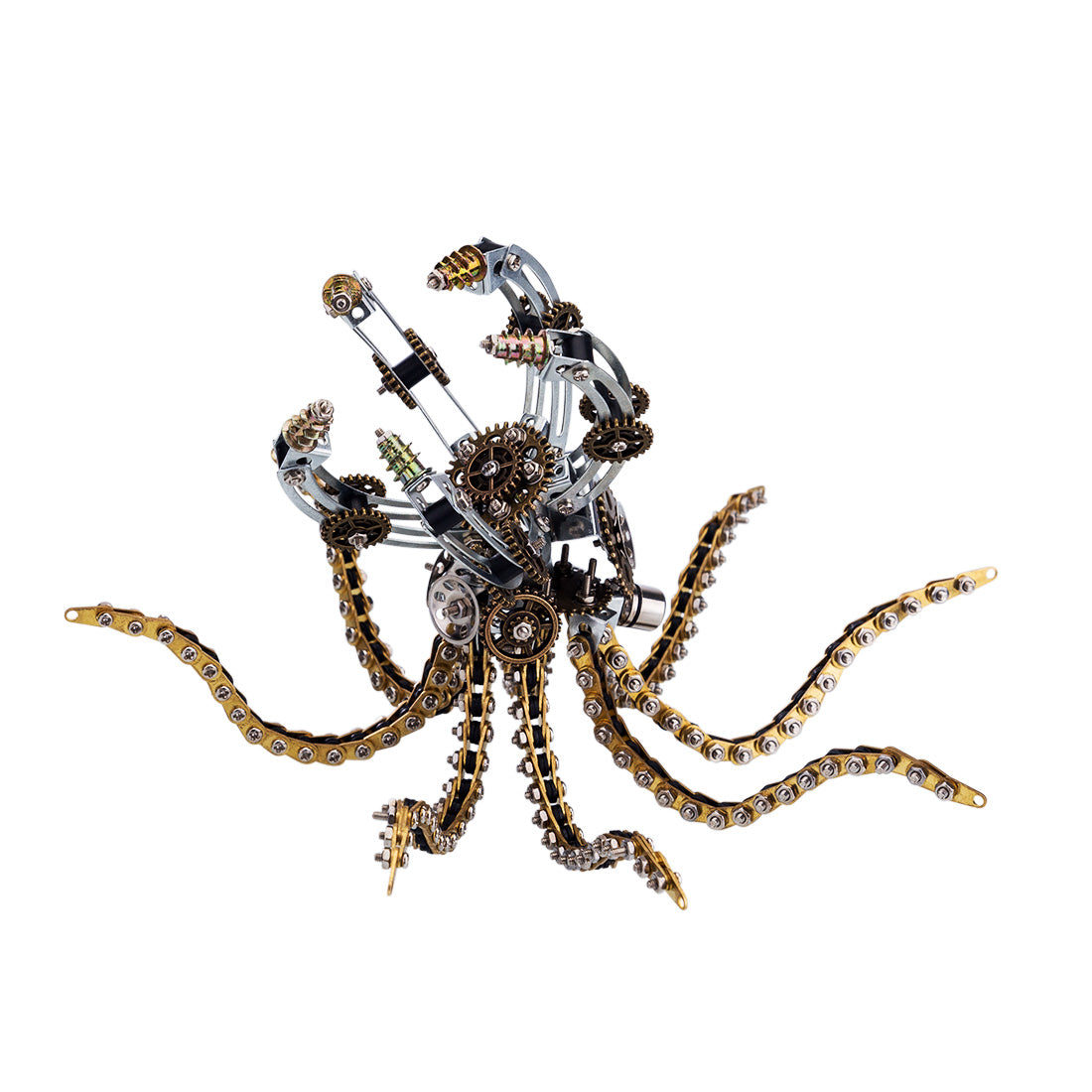 3D Metal Steampunk Galaxy Craft Puzzle Mechanical Octopus with Desk Lamp Model DIY Assembly for Home Decor Creative Gift-1060PCS