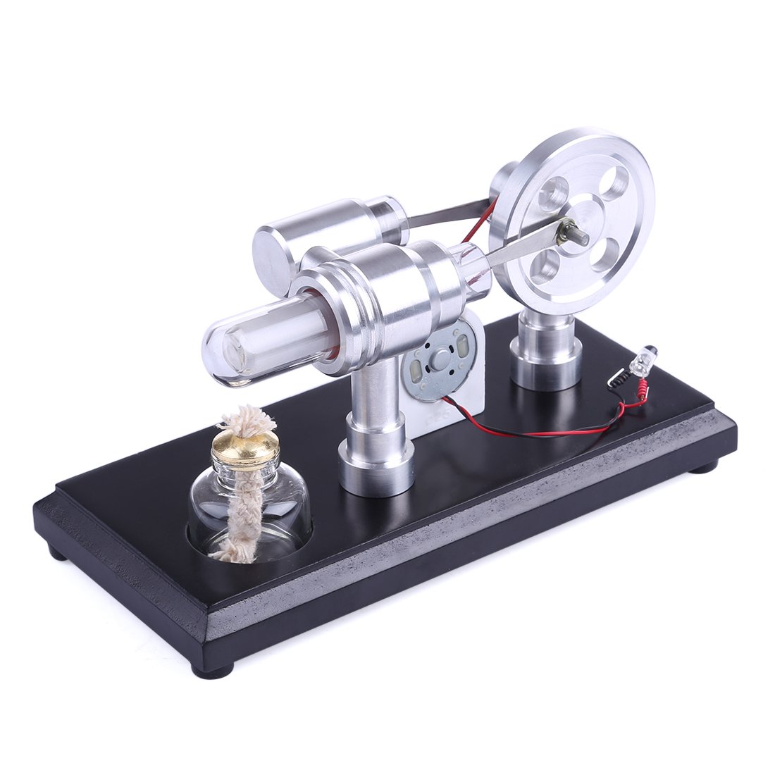 Stirling Engine Kit Double-Cylinder Stirling Engine Generator Electricity with Colorful LED Lights - enginediy