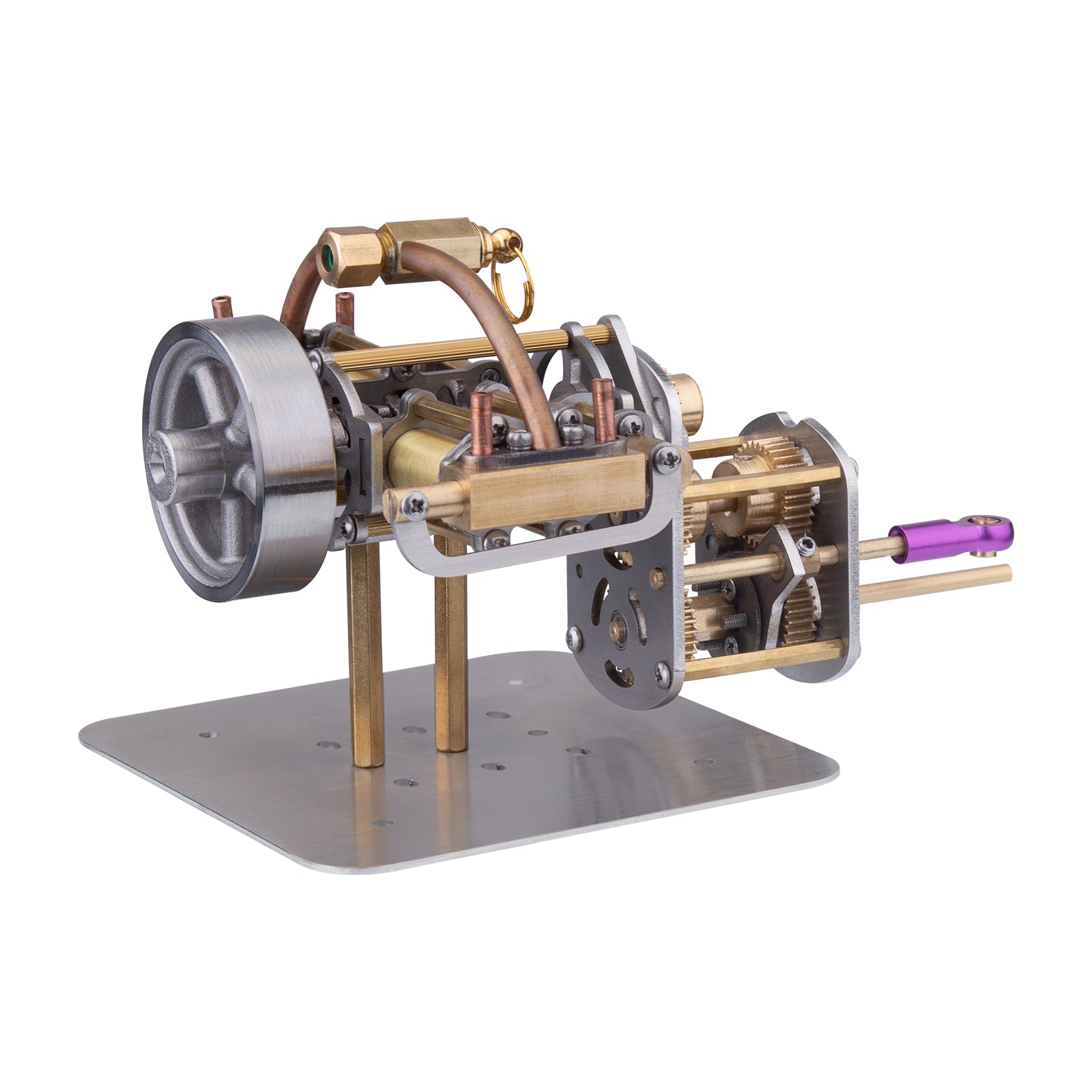 Mini Horizontally Opposed 4-Cylinder Steam Engine Model With Gearbox For Small Steam Model Ship