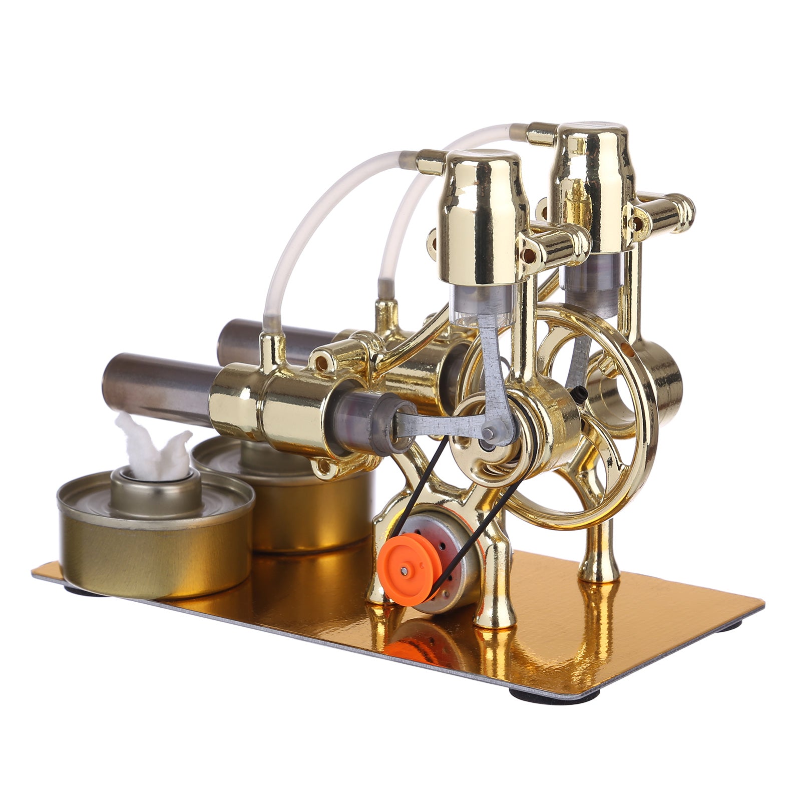 L-Type 2 Cylinder Stirling Engine Generator Model with LED Diode and Bulb Science Experiment Teaching Model Toy Collection - enginediy